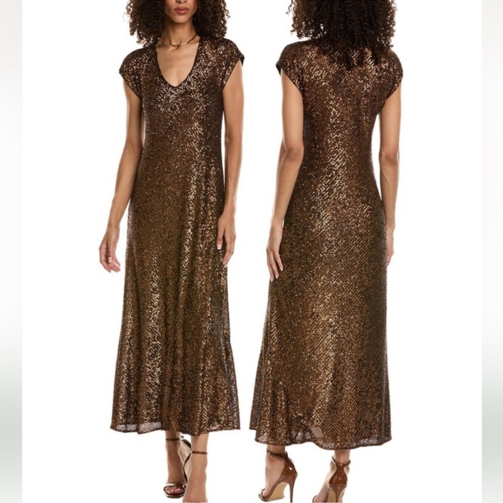 NWT Johnny Was Toto Sequin Maxi Dress - XS - Bronze gold